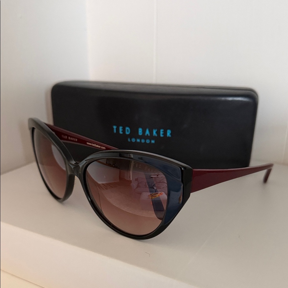 Ted Baker Two-Tone Black & Burgundy Cat Eye Sunglasses